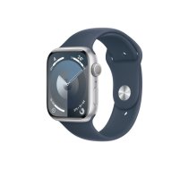 Apple Watch Series 9 GPS 45mm Silver Aluminium Case with Storm Blue Sport Band - M / L | 4-MR9E3ET/A  | 195949031526