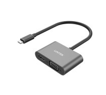 UNITEK V1168A video cable adapter USB Type-C HDMI + VGA (D-Sub) Black | V1168A  | 4894160049339 | WLONONWCRBMFP