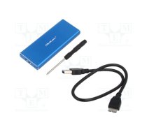 Hard discs housing: M.2; PnP; SATA III,USB 3.0; 38x95x9mm; blue | QOLTEC-51832  | 51832