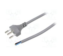 Cable; 3x1mm2; cables,SEV-1011 (J) plug; PVC; 5m; grey; 10A; 250V | SN29-3/10/5.0GY | LT-313 H05VV-F 3X1.0 GRY 5M END CUT