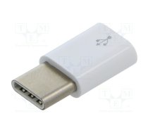 Accessories: adapter; white; USB B micro socket,USB C plug | SC0221 | MICRO USB(F) TO USB-C(M) ADAPTER WHITE
