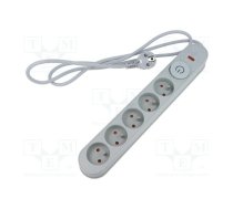 Plug socket strip: protective; Sockets: 5; 230VAC; 10A; grey; 1.5m | W-00018  | AL5/PL/1,5M/SZARY