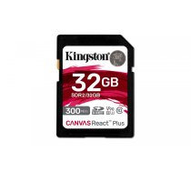 Kingston Canvas React Plus 32GB SDHC Memory Card (Black  UHS-II U3  Class 10  V90) | SDR2/32GB  | 740617301946