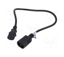 Cable; 3x0.5mm2; IEC C13 female,IEC C14 male; PVC; 0.5m; black | AK-PC-14A  | AK-PC-14A