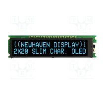 Display: OLED; alphanumeric; 20x2; Dim: 92x23.3x2.5mm; blue; PIN: 20 | NHD-0220CW-AB3  | NHD-0220CW-AB3