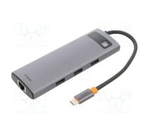 Hub USB; grey; Number of ports: 8; 0.15m; Enclos.mat: aluminium | BS-OH101  | WKWG080113