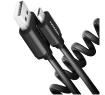 Axagon Data and charging USB 2.0 cable lengh 0.6 m. 2.4A. Black twisted. | BUMM-AM10TB