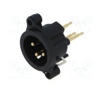 Connector: XLR; socket; male; PIN: 3; straight; THT; black; 6A | NTR-NC3MAAV  | NC3MAAV