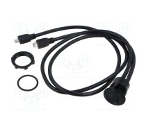 Adapter cable; for panel mounting,rear side nut; USB 2.0 | MICRO-USB-02-BK  | MICRO USB-02-BK