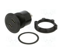 Adapter; for panel mounting,rear side nut; USB 2.0; Thread: M25 | MICRO-USB-03-BK  | MICRO USB-03-BK