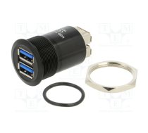 Adapter; USB A socket x2,both sides; USB 3.0; Thread: M22; 1÷10mm | USB-14-BK  | USB-14-BK