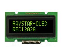 Display: OLED; alphanumeric; 12x2; Dim: 55.7x32x11mm; green; PIN: 15 | REC001202AGPP5N01  | REC001202AGPP5N00100