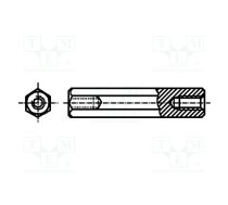 Screwed spacer sleeve; 7mm; Int.thread: M3; hexagonal; steel; zinc | TFF-M3X7/DR124  | 124X07