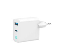 Lādētājs Gembird 3-port 30W GaN USB Fast Charger LCD White | TA-UC-PDQC65L-W-01