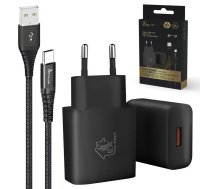 Smart Life USB Type-A to Type-C Kit, 200cm, Black + 12W Black Charger | AZEXTLSCHARST01  | 5906168634291 | CAB-CHAR-SET01