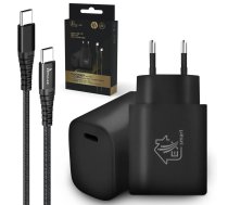 Smart Life USB Type-C to Type-C Kit, 200cm, Black + 18W PD3.0 Charger Black | AZEXTLSCHARST02  | 5906168634307 | CAB-CHAR-SET02