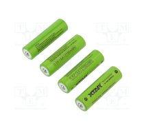 Re-battery: Li-Ion; AA; 1.5V; 1800mAh; Ø14.3x50.3mm; 4pcs. | XTAR-1.5V1.8AH-AA  | 14500-1.5V 1800MAH LI-ION AA