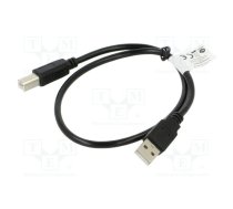 Cable; USB 2.0; USB A plug,USB B plug; gold-plated; 0.5m; black | CA-USBA10CC-0005BK | CA-USBA-10CC-0005-BK