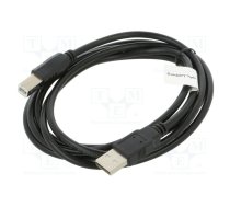 Cable; USB 2.0; USB A plug,USB B plug; gold-plated; 1.8m; black | CA-USBA10CC-0018BK | CA-USBA-10CC-0018-BK