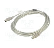 Cable; USB 2.0; USB A plug,USB B plug; gold-plated; 3m; Cu; 30AWG | CA-USBA12CC-0030TR | CA-USBA-12CC-0030-TR