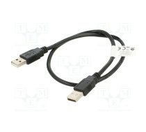 Cable; USB 2.0; USB A plug,both sides; nickel plated; 0.5m; black | CA-USBA20CU-0005BK | CA-USBA-20CU-0005-BK