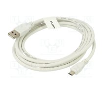 Cable; USB 2.0; USB A plug,USB B micro plug; gold-plated; 1.8m | CA-USBM10CC-0018W | CA-USBM-10CC-0018-W