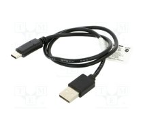 Cable; USB 2.0; USB A plug,USB C plug; gold-plated; 0.5m; black | CA-USBO10CU-0005BK | CA-USBO-10CU-0005-BK