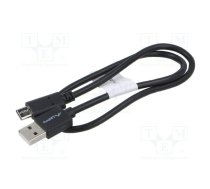 Cable; USB 2.0; USB A plug,USB C plug; nickel plated; 0.5m; black | CA-USBO15CU-0005BK | CA-USBO-15CU-0005-BK
