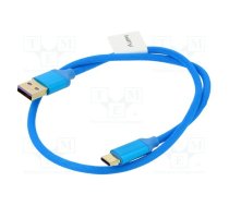 Cable; USB 2.0; USB A plug,USB C plug; gold-plated; 0.5m; blue | CA-USBO21CU-0005BL | CA-USBO-21CU-0005-BL