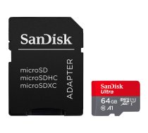 Atmiņas karte SanDisk Ultra microSD 64GB + SD Adapter | SDSQUAB-064G-GN6IA  | 619659200039