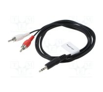 Cable; Jack 3.5mm 3pin plug,RCA plug x2; 1.5m; black; PVC | CA-MJRC10CC-0015BK | CA-MJRC-10CC-0015-BK