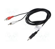 Cable; Jack 3.5mm 3pin plug,RCA plug x2; 2m; black; PVC | CA-MJRC10CC-0020BK | CA-MJRC-10CC-0020-BK