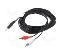 Cable; Jack 3.5mm 3pin plug,RCA plug x2; 5m; black; PVC | CA-MJRC10CC-0050BK | CA-MJRC-10CC-0050-BK