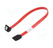 Cable: SATA; SATA plug,SATA plug angled; 0.3m; red; Core: Cu; 26AWG | CA-SASA13CU-0030R  | CA-SASA-13CU-0030-R