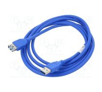 Cable; USB 3.0; USB A socket,USB A plug; gold-plated; 1.8m; blue | CA-US3E10CC-0018B | CA-US3E-10CC-0018-B