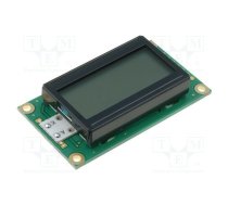 Display: LCD; alphanumeric; FSTN Positive; 8x2; yellow; LED; PIN: 14 | RC0802A-FHY-CSV  | RC0802A-FHY-CSV