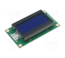 Display: LCD; alphanumeric; STN Negative; 8x2; blue; 58x32x13.2mm | RC0802A-BIY-CSX  | RC0802A-BIY-CSX