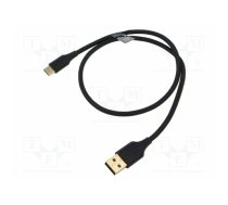 Cable; USB 2.0; USB A plug,USB C plug; gold-plated; 0.5m; black | CTFBD | CTFBD