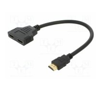 Splitter; HDMI socket x2,HDMI plug; 0.3m; black; Features: PnP | SAVAK-77  | AK-77