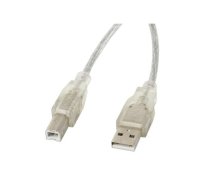 Lanberg CA-USBA-12CC-0030-TR USB cable USB 2.0 3 m USB B Transparent | CA-USBA-12CC-0030-TR | 5901969413564 | KBALAEUSB0006