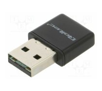 PC extension card: WiFi network; USB A plug; USB 2.0; black | QOLTEC-56986  | 56986