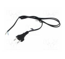 Cable; 2x0.5mm2; CEE 7/16 (C) plug,wires; PVC; 1.2m; black; 2.5A | POSAC-CEE7/16BK12  | POSAC-CEE7/16BK12