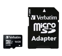 Verbatim memory card, microSDHC, 16 GB, Micro Secure Digital High-Capacity, Class 10, including adapters / V44082 | 023942440826  | 023942440826 | 44082