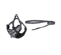 Dogness walking set leash 1,5m+harness for dog (black and white) | DOG SET BLACK | 843775113779 | 066553