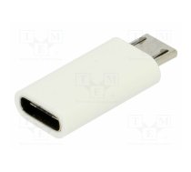 Accessories: adapter; white; USB B micro plug,USB C socket | SC0257 | MICRO USB (M) TO USB-C (F) ADAPTER WHITE