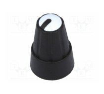 Knob; miniature; plastic; Øshaft: 6mm; Ø13x19mm; black; white | GTC6M-13X19-B | GTC6M-13X19-B