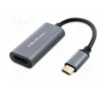 Adapter; HDMI socket,USB C plug; PVC; USB 3.1; 0.17m; black; PnP | QOLTEC-50331 | 50331