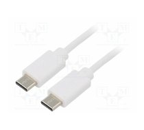 Cable; USB 2.0; USB C plug,both sides; 1.4m; white | QOLTEC-52344 | 52344