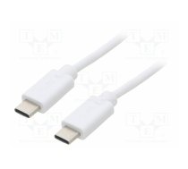 Cable; USB 2.0; USB C plug,both sides; 2m; white | QOLTEC-52346 | 52346