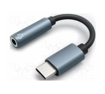 Cable; Jack 3.5mm socket,USB C plug; 0.1m; black | QOLTEC-51786 | 51786